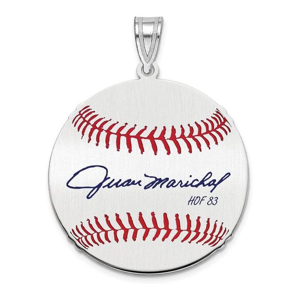 Sterling Silver Juan Marichal Signature MD Enamel Baseball Pendant